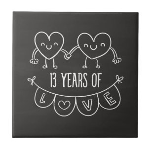Carreau En Céramique Coeurs de la calèche du 13e anniversaire