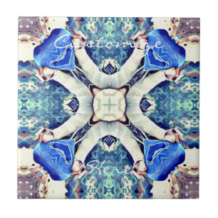 Carreau En Céramique Coeurs de mandala bleu motif Thunder_Cove