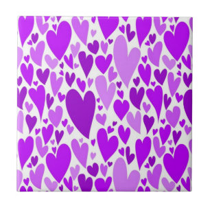 Carreau En Céramique Coeurs violets super et romantiques Saint-Valentin