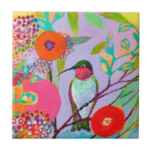 Carreau En Céramique Colibri dans la tuile rose