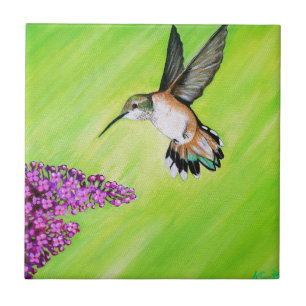 Carreau En Céramique Colibri et peinture Lilac