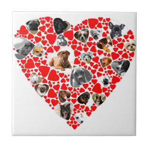 Carreau En Céramique Collage photo de Valentine Heart Dog
