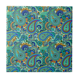 Carreau En Céramique Coloré Retro Floral Paisley Motif