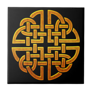 Carreau En Céramique Conception D7 celtique irlandaise d'or celtique