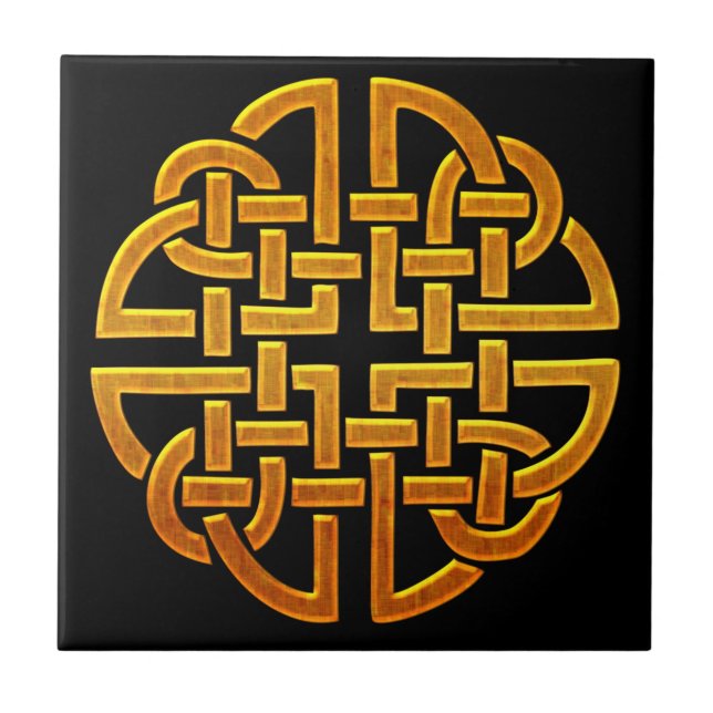 Carreau En Céramique Conception D7 celtique irlandaise d'or celtique (Devant)
