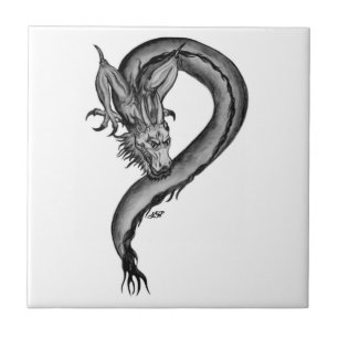 Carreau En Céramique Conception de dragon noir et blanc