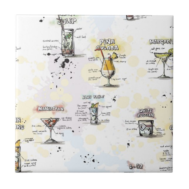 Carreau En Céramique Conception de recette de boissons de cocktail (Devant)