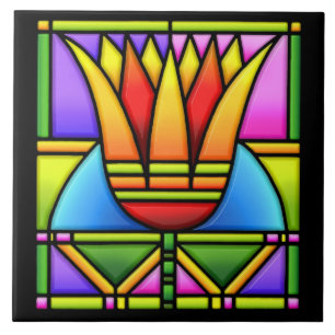 Carreau En Céramique conception de tulipe/lotus en verre souillé