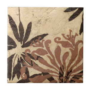 Carreau En Céramique Conception florale de pochoir avec le feuille