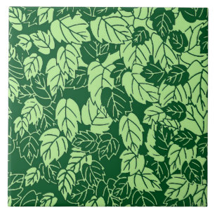 Carreau En Céramique Copie de feuille, émeraude et vert de chaux