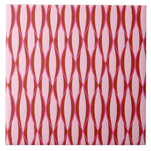 Carreau En Céramique Copie de ruban de la moitié du siècle - rose et