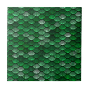 Carreau En Céramique Copie métallique d'échelles de Forest Green