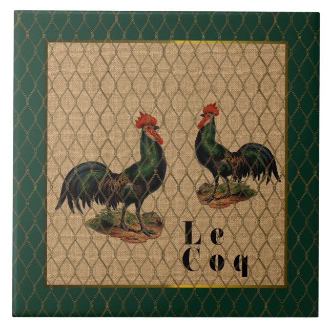 Carreau En Céramique Coqs un cru de Ferme de La (Devant)