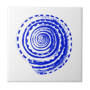 Carreau En Céramique Coquillage - bleu cobalt et blanc