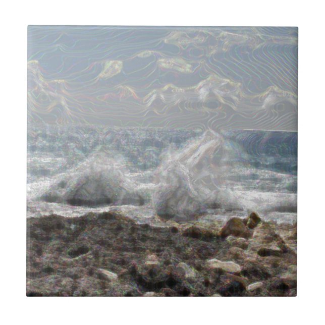 Carreau En Céramique Corail et vagues (Devant)