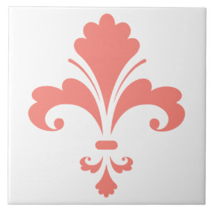 Carreau En Céramique Corail rose Fleur de lis