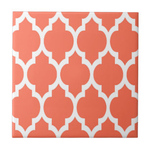 Carreau En Céramique Coral White Moroccan Quatrefoil Pattern #4