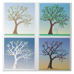 Carreau En Céramique Cornouiller en quatre saisons