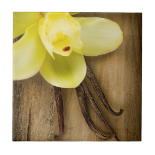 Carreau En Céramique Cosses et fleur de vanille au-dessus d'arrière -