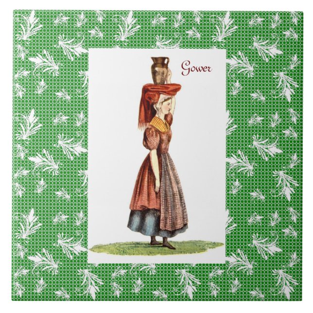 Carreau En Céramique Costume traditionnel de Gallois - Gower (Devant)