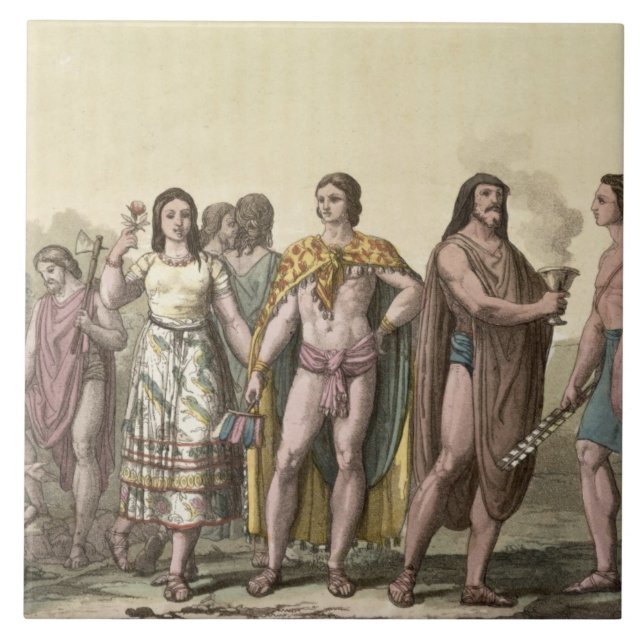 Carreau En Céramique Costumes des Mexicains (gravure de couleur) (Devant)