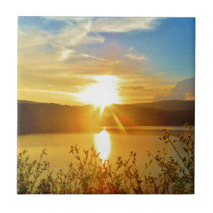 Carreau En Céramique Coucher de soleil sur le lac Arrowhead