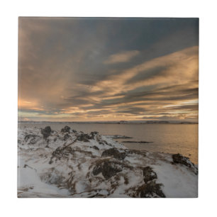 Carreau En Céramique Coucher de soleil sur le lac Myvatn, Islande