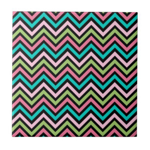 Carreau En Céramique Couleur Chevron rose et vert