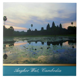 Carreau En Céramique Couleurs en silhouette Angkor Vat, cambodgien en c