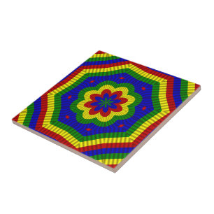Carreau En Céramique Couleurs primaires Fleur roulée 1
