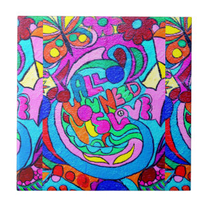 Carreau En Céramique Couleurs super hippie tuile d'amour