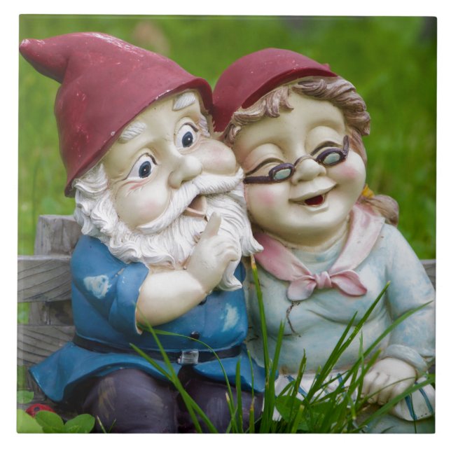 Carreau En Céramique Couples de gnomes de jardin (Devant)