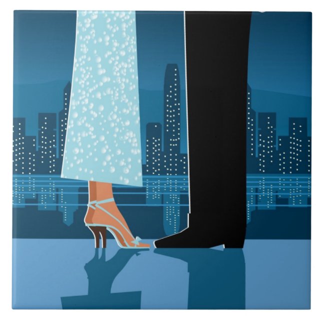 Carreau En Céramique Couples romantiques dans la ville (Devant)