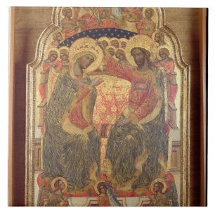 Carreau En Céramique Couronnement de la Vierge, 1372