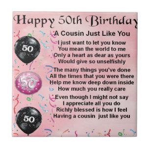 Carreau En Céramique Cousin Poem - Pink - 50e anniversaire