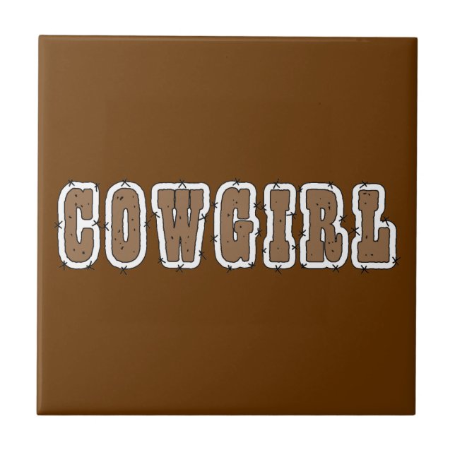 Carreau En Céramique Cow-girl mignonne occidentale - choisissez la (Devant)