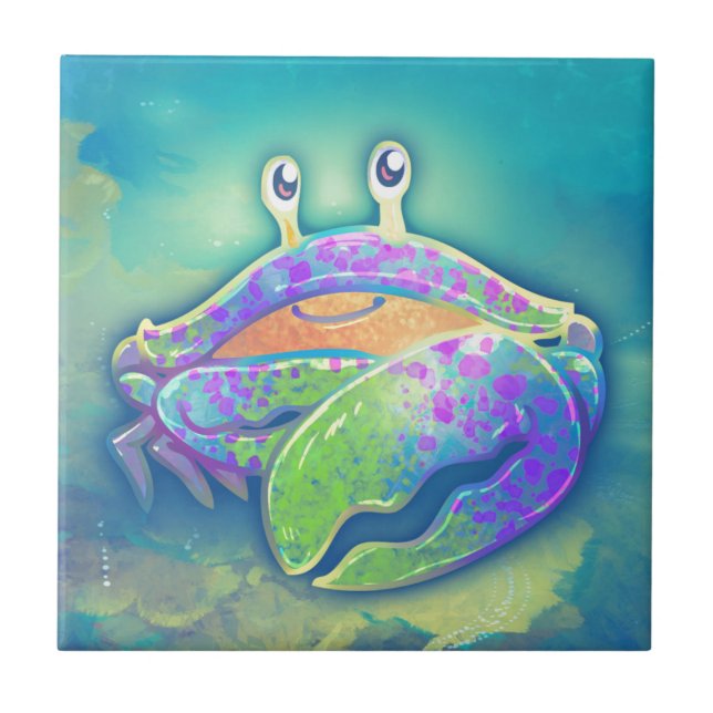 Carreau En Céramique Crabe de sourire mignon (Devant)