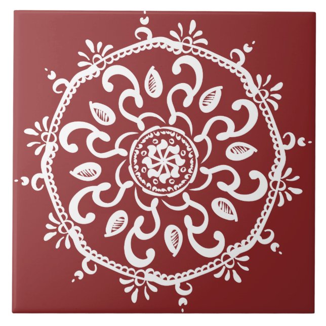 Carreau En Céramique Cranberry Mandala (Devant)