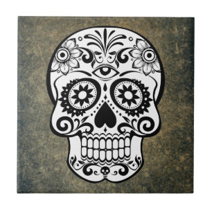 Carreau En Céramique Crâne à sucre Dia De Los Muertos