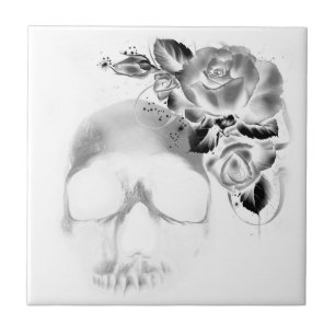 Carreau En Céramique Crâne avec des roses