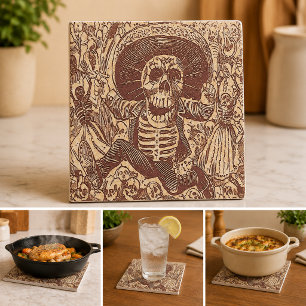 Carreau En Céramique Crâne d'Oaxaca, La Calavera Oaxaqueña