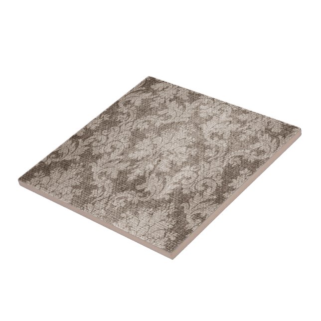 Carreau En Céramique Crème, damassé bronzage (Côté)