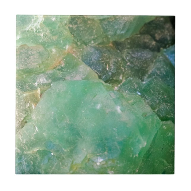 Carreau En Céramique Cristal de quartz vert d'absinthe (Devant)