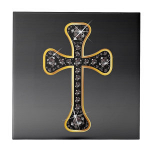Carreau En Céramique Croix chrétienne avec pierres "Onyx"