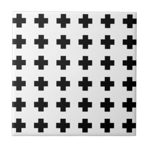 Carreau En Céramique Croix noire sur le blanc