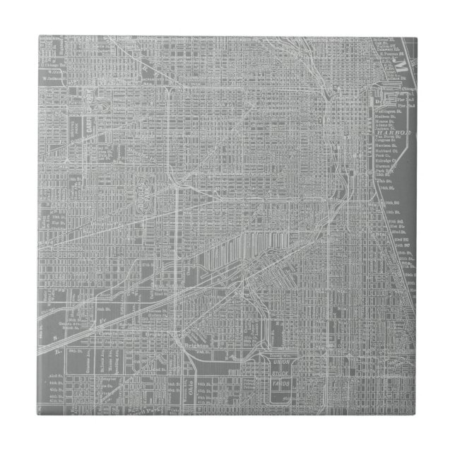 Carreau En Céramique Croquis de Chicago City Map (Devant)