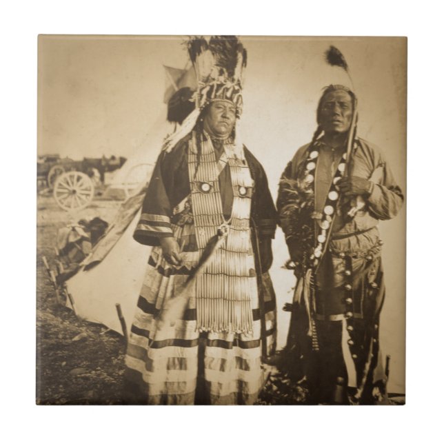 Carreau En Céramique Cru Blackfoot de chef et de guerrier d'Indiens (Devant)
