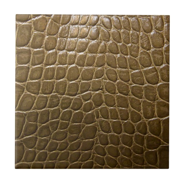 Carreau En Céramique cuir brun beige moderne de crocodile d'alligator (Devant)