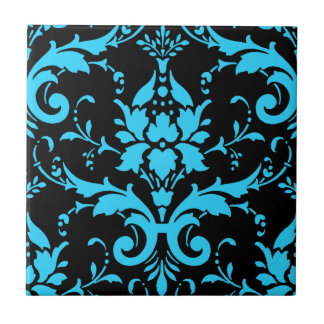 Carreau En Céramique Cuisine assortie Turquoise et Noir Damas