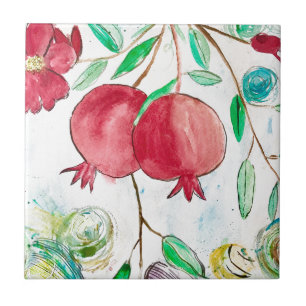 Carreau En Céramique Cuisine de fruits rouges grenade aquarelle nourrit